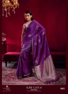 Wine Lotus By Girnar Satin Linen Handloom Weaving Silk Saree